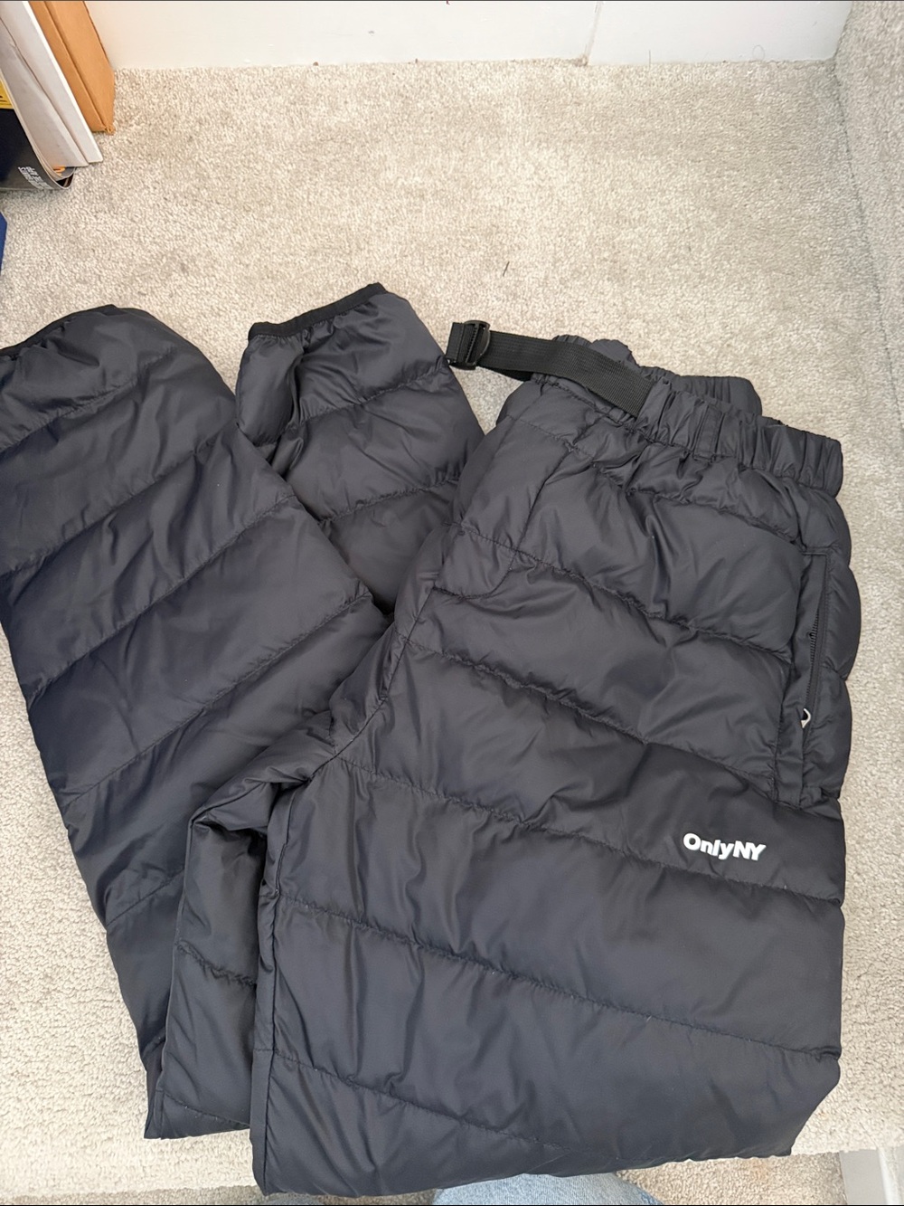 Only NY Black Down feather Quilted Puffer Joggers